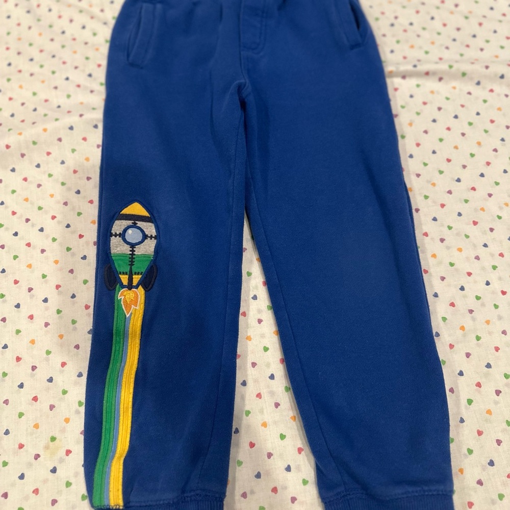Gymboree Blue Joggers with Rocket and Stripes